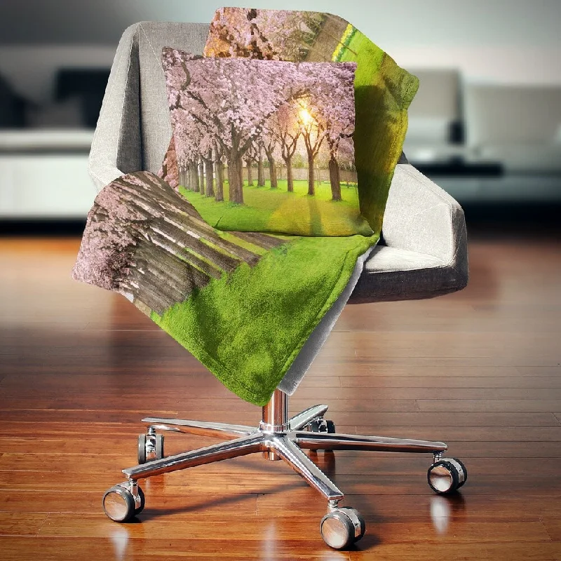 Synthetic fiber blend blankets for a budget - friendly choiceDesignart 'Fascinating Springtime Cherry Scenery' Landscape Fleece Throw Blanket Synthetic fiber blend blankets for a budget - friendly choiceDesignart 'Fascinating Springtime Cherry Scenery' Landscape Fleece Throw Blanket