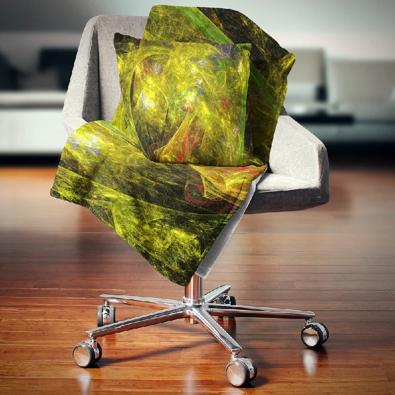 Linen blankets with a rustic and textured lookDesignart 'Golden Mystic Psychedelic Texture' Abstract Throw Blanket