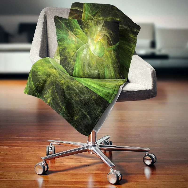 Cotton blankets for breathability and a lightweight feelDesignart 'Green on Black Fractal Illustration' Abstract Throw Blanket Cotton blankets for breathability and a lightweight feelDesignart 'Green on Black Fractal Illustration' Abstract Throw Blanket