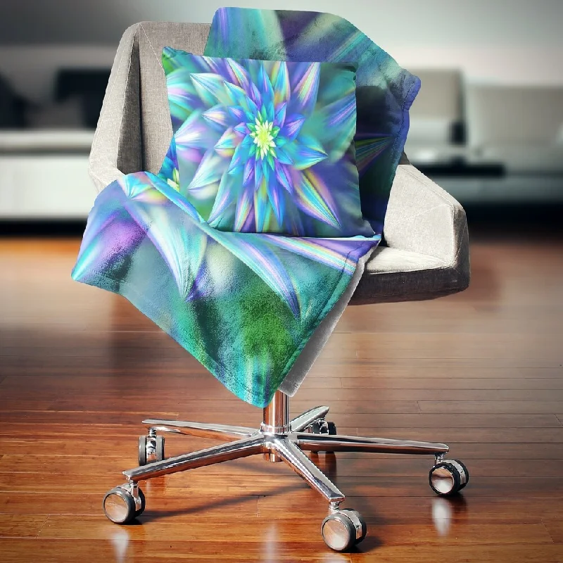 Rayon from bamboo blankets for a silky and breathable feelDesignart 'Huge Light Blue Fractal Flower' Floral Throw Blanket Rayon from bamboo blankets for a silky and breathable feelDesignart 'Huge Light Blue Fractal Flower' Floral Throw Blanket