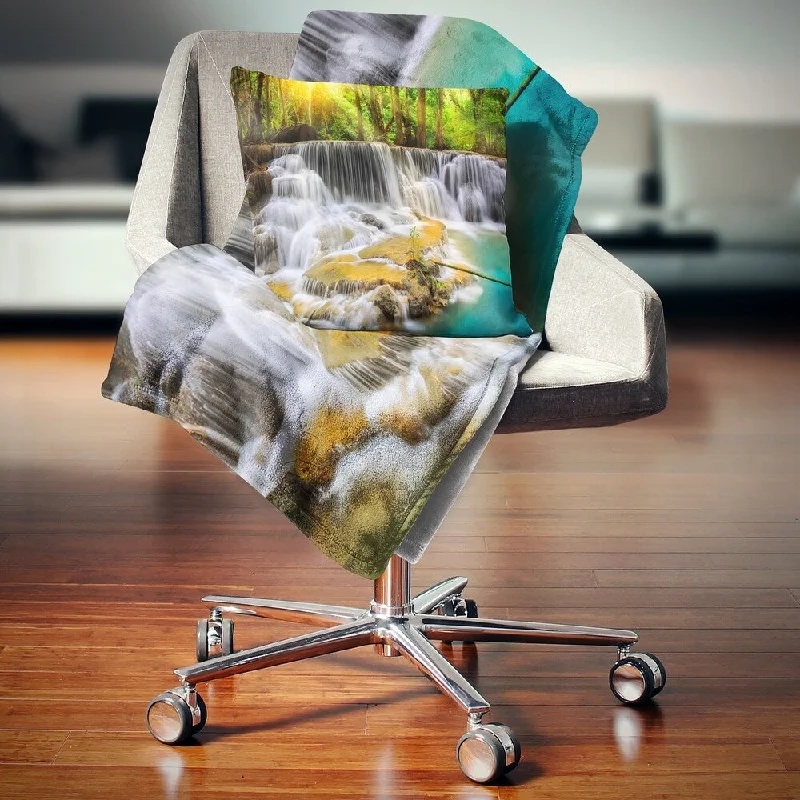 Alpaca wool blankets for a hypoallergenic and warm optionDesignart 'Kanchanaburi Province Waterfall' Photography Throw Blanket Alpaca wool blankets for a hypoallergenic and warm optionDesignart 'Kanchanaburi Province Waterfall' Photography Throw Blanket