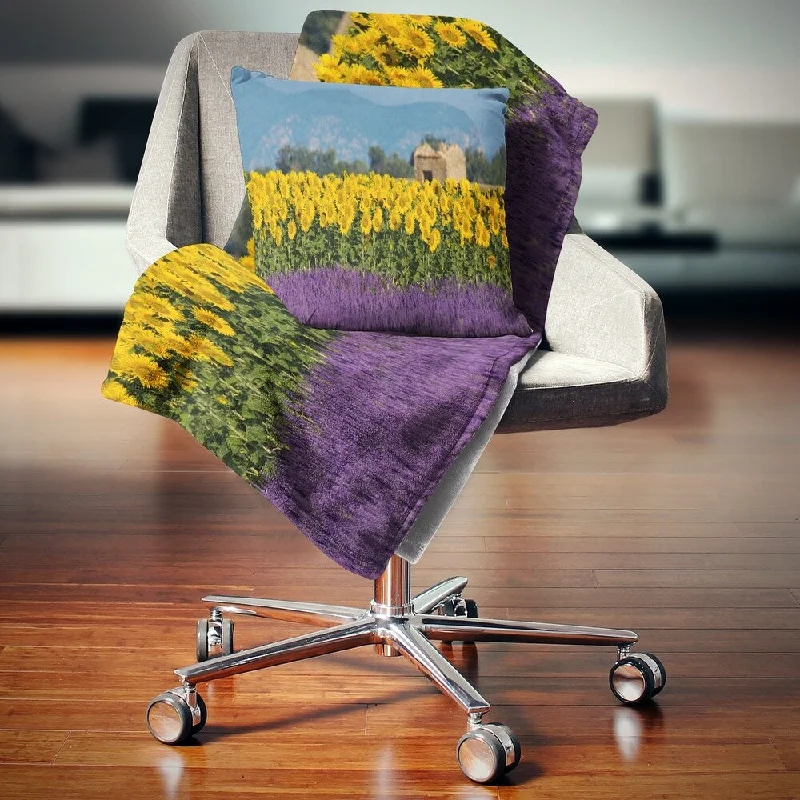 Recycled polyester blankets for an eco - conscious optionDesignart 'Lavender and Sunflower in Provence' Floral Throw Blanket Recycled polyester blankets for an eco - conscious optionDesignart 'Lavender and Sunflower in Provence' Floral Throw Blanket