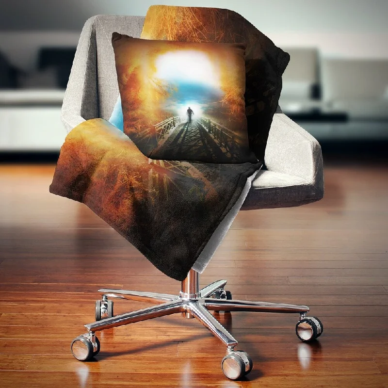 Synthetic fiber blend blankets for a budget - friendly choiceDesignart 'Life after Death Large Tunnel' Modern Landscape Fleece Throw Blanket
