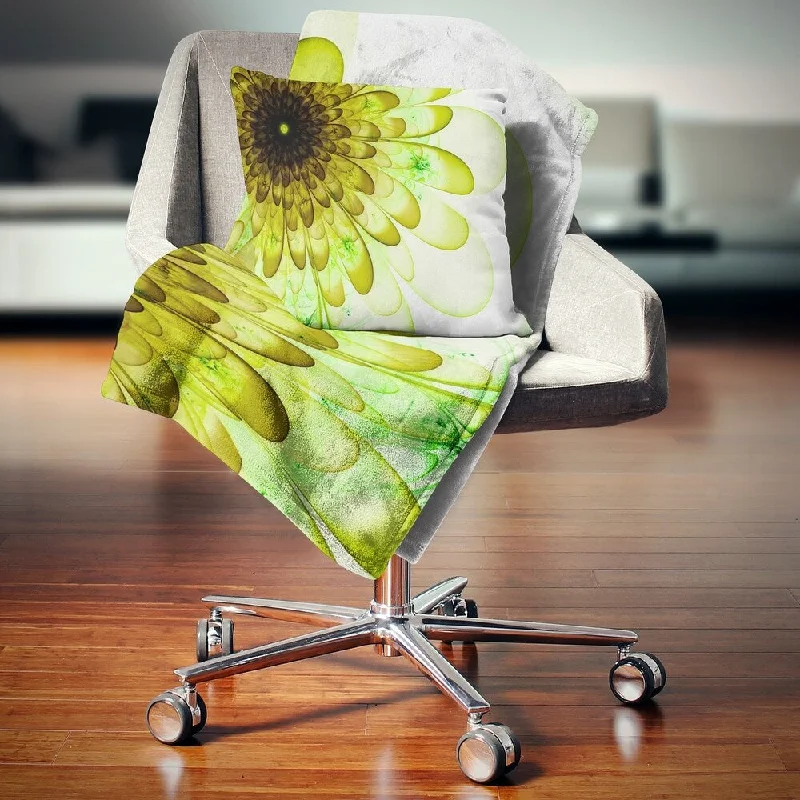 Recycled polyester blankets for an eco - conscious optionDesignart 'Light Green Digital Flower Petal Close up' Floral Throw Blanket Recycled polyester blankets for an eco - conscious optionDesignart 'Light Green Digital Flower Petal Close up' Floral Throw Blanket