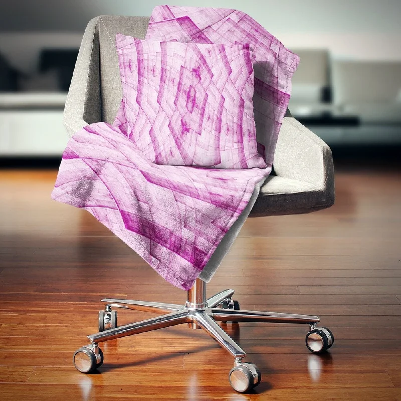 Bamboo fiber blankets with natural antibacterial propertiesDesignart 'Light Pink Psychedelic Fractal Metal Grid' Abstract Throw Blanket