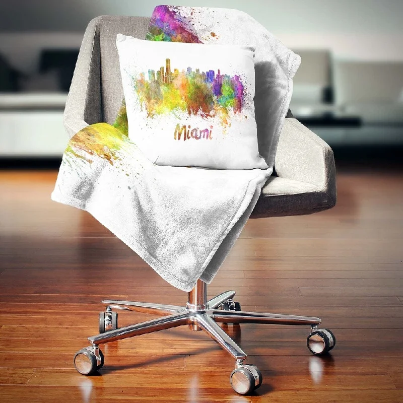 Chenille blankets with a thick and fuzzy textureDesignart 'Miami Skyline' Cityscape Throw Blanket Chenille blankets with a thick and fuzzy textureDesignart 'Miami Skyline' Cityscape Throw Blanket