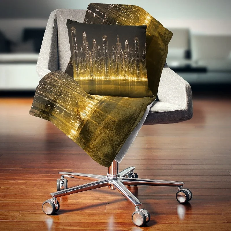 Queen - size blankets for standard - sized bedsDesignart 'Modern City with Illuminated Skyscrapers' Cityscape Throw Blanket Queen - size blankets for standard - sized bedsDesignart 'Modern City with Illuminated Skyscrapers' Cityscape Throw Blanket