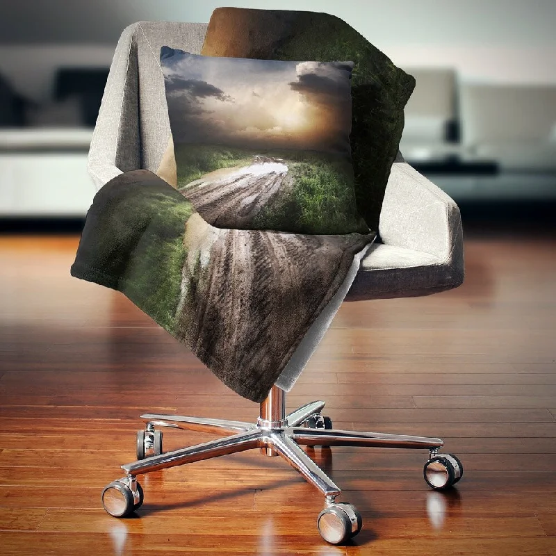 Microfiber blankets that are durable and easy to care forDesignart 'Muddy Countryside Roads under Dark Clouds' Landscape Fleece Throw Blanket