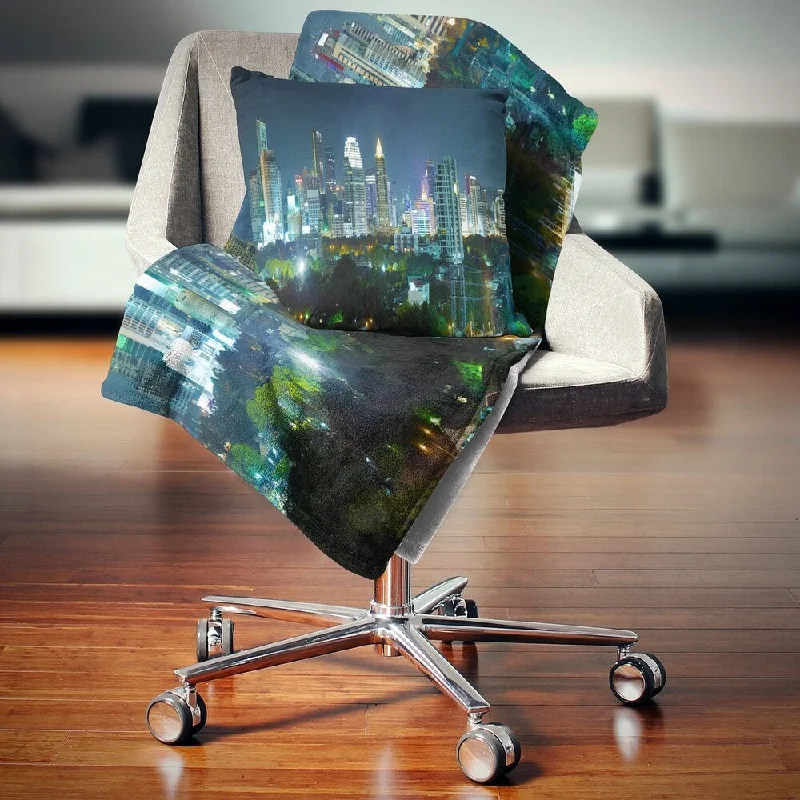 Recycled polyester blankets for an eco - conscious optionDesignart 'Night City Bangkok Cityscape' Photography Throw Blanket Recycled polyester blankets for an eco - conscious optionDesignart 'Night City Bangkok Cityscape' Photography Throw Blanket