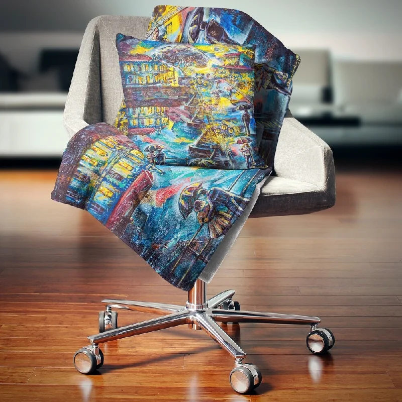 Wool blankets with natural warmth and insulationDesignart 'Night City Graphics Art' Cityscape Throw Blanket