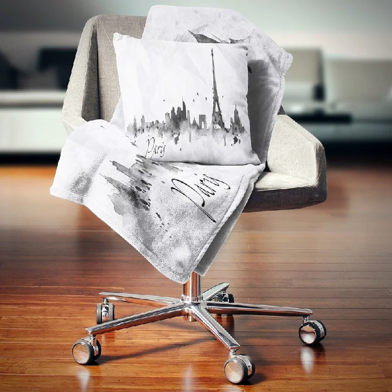 Cotton blankets for breathability and a lightweight feelDesignart 'Paris with Eiffel Silhouette' Cityscape Painting Throw Blanket Cotton blankets for breathability and a lightweight feelDesignart 'Paris with Eiffel Silhouette' Cityscape Painting Throw Blanket