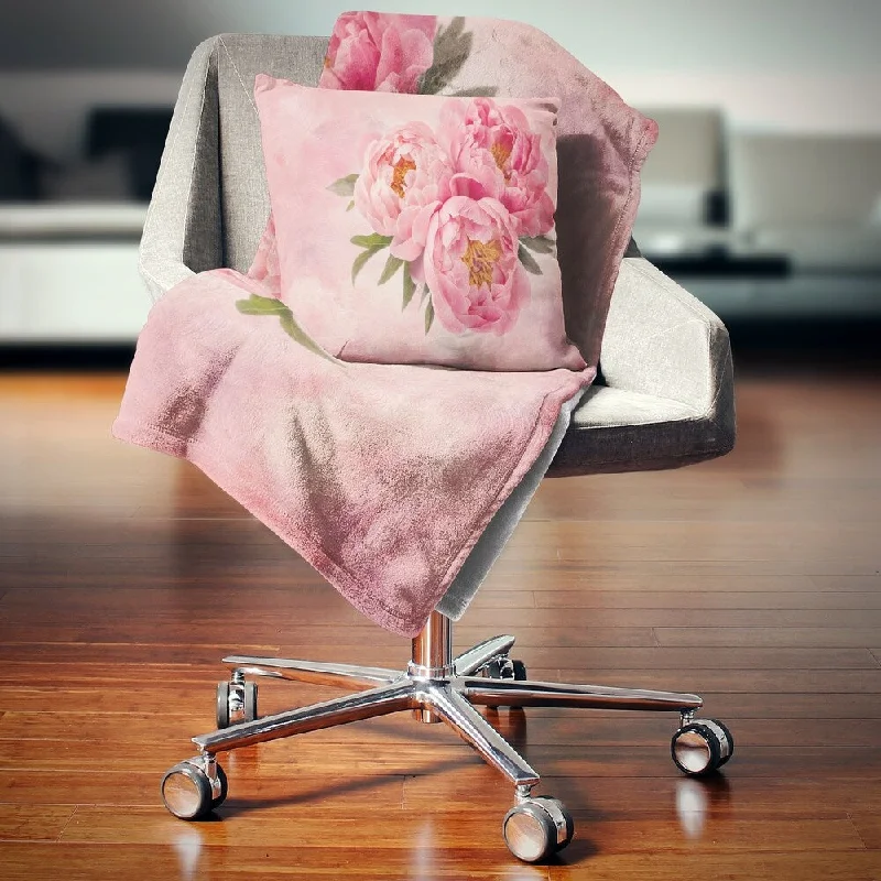 Silk blankets with a smooth and elegant touchDesignart 'Peony Flowers in Vase on Pink' Floral Throw Blanket Silk blankets with a smooth and elegant touchDesignart 'Peony Flowers in Vase on Pink' Floral Throw Blanket