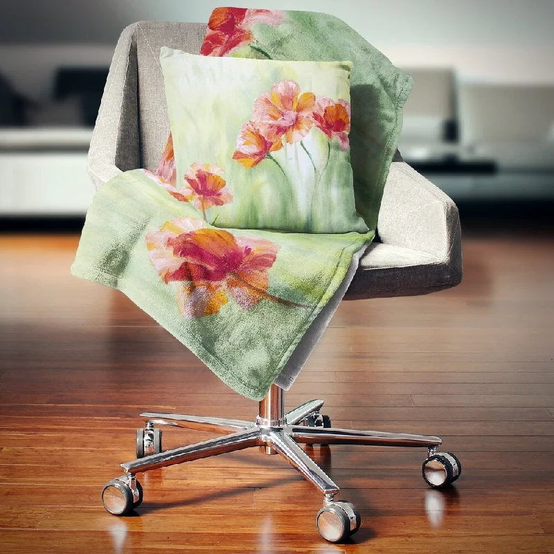 King - size blankets to cover large beds comfortablyDesignart 'Poppies in Light Green' Floral Throw Blanket King - size blankets to cover large beds comfortablyDesignart 'Poppies in Light Green' Floral Throw Blanket