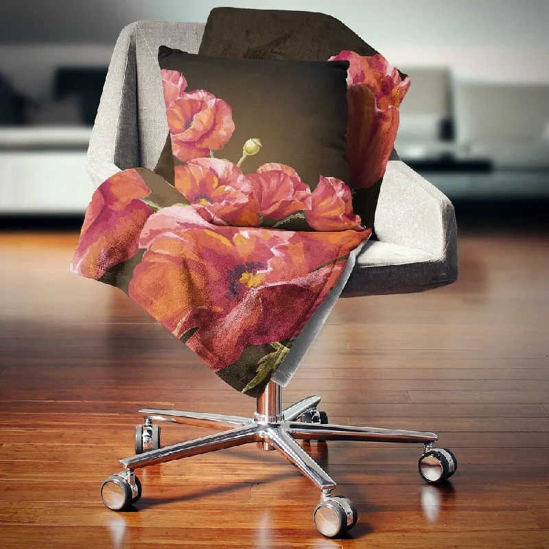 Recycled polyester blankets for an eco - conscious optionDesignart 'Poppy Flowers Vector Art' Floral Throw Blanket Recycled polyester blankets for an eco - conscious optionDesignart 'Poppy Flowers Vector Art' Floral Throw Blanket