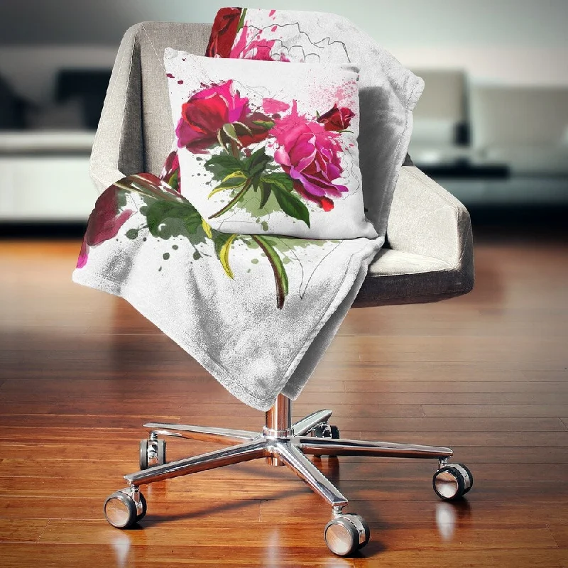 Queen - size blankets for standard - sized bedsDesignart 'Red Peonies Sketch Watercolor' Floral Throw Blanket Queen - size blankets for standard - sized bedsDesignart 'Red Peonies Sketch Watercolor' Floral Throw Blanket