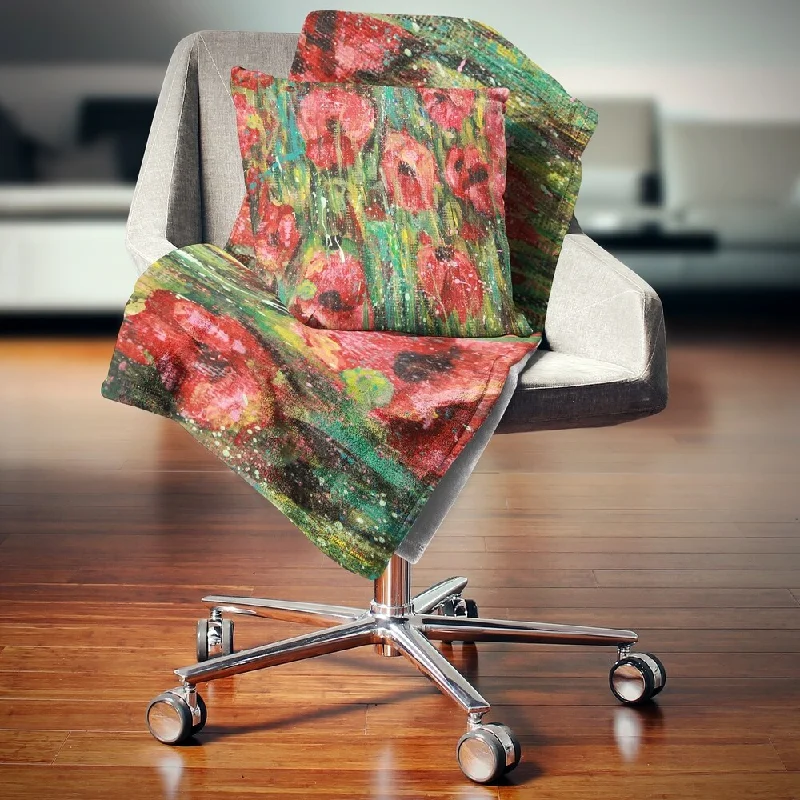 Recycled polyester blankets for an eco - conscious optionDesignart 'Red Poppies Watercolor Drawing' Floral Throw Blanket Recycled polyester blankets for an eco - conscious optionDesignart 'Red Poppies Watercolor Drawing' Floral Throw Blanket
