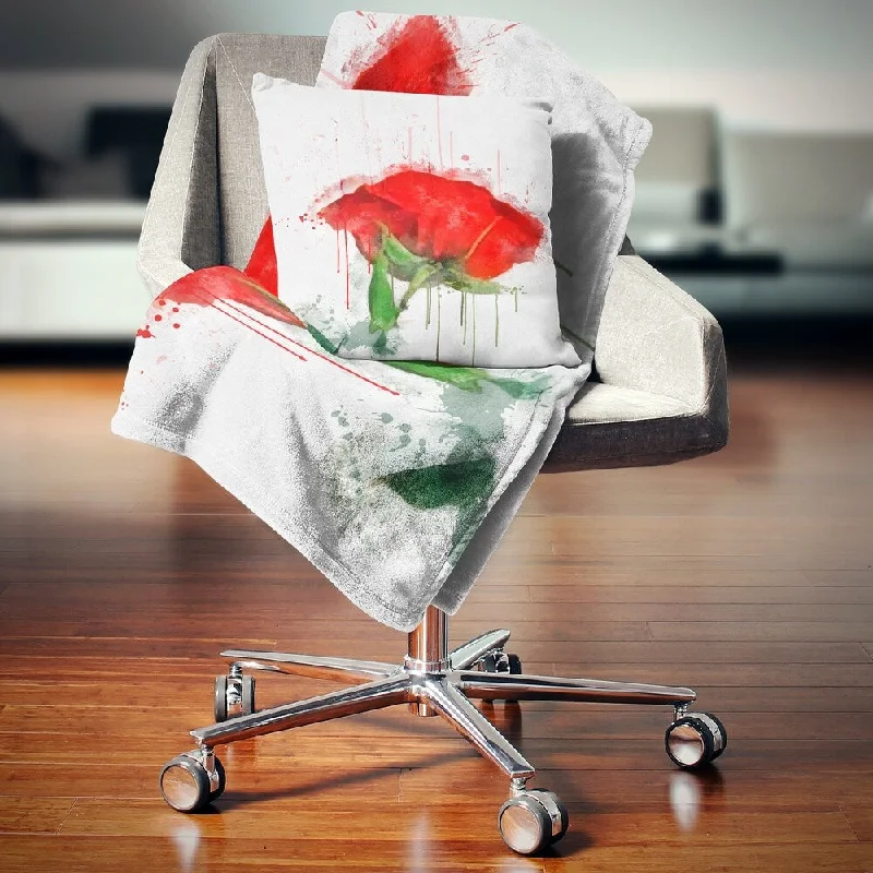 Wool blankets with natural warmth and insulationDesignart 'Red Rose Hand drawn Painting' Floral Throw Blanket Wool blankets with natural warmth and insulationDesignart 'Red Rose Hand drawn Painting' Floral Throw Blanket