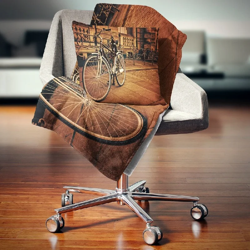 Synthetic fiber blend blankets for a budget - friendly choiceDesignart 'Retro Bicycle against Stone Wall' Landscape Photography Throw Blanket