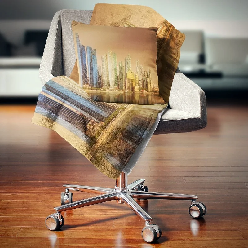 Rayon from bamboo blankets for a silky and breathable feelDesignart 'Singapore Skyline under Brown Sky' Cityscape Throw Blanket Rayon from bamboo blankets for a silky and breathable feelDesignart 'Singapore Skyline under Brown Sky' Cityscape Throw Blanket