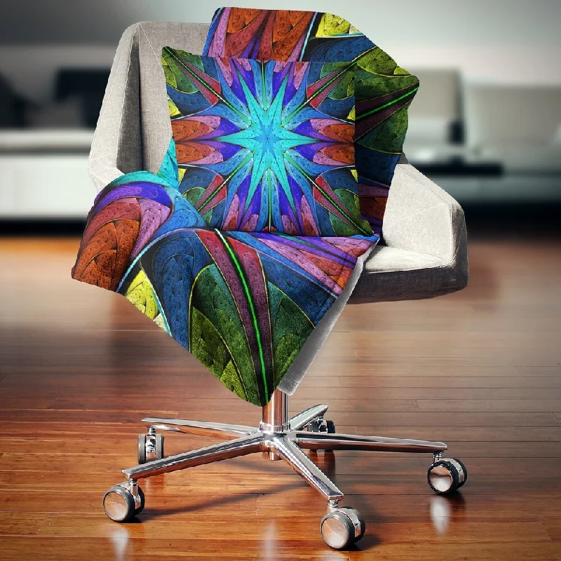 Chenille blankets with a thick and fuzzy textureDesignart 'Stained Glass with Multi Color Stars' Abstract Throw Blanket Chenille blankets with a thick and fuzzy textureDesignart 'Stained Glass with Multi Color Stars' Abstract Throw Blanket