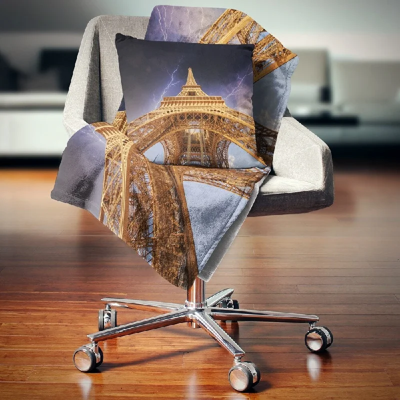 Rayon from bamboo blankets for a silky and breathable feelDesignart 'Storm above Paris Paris Eiffel Towerin Paris' Cityscape Throw Blanket Rayon from bamboo blankets for a silky and breathable feelDesignart 'Storm above Paris Paris Eiffel Towerin Paris' Cityscape Throw Blanket