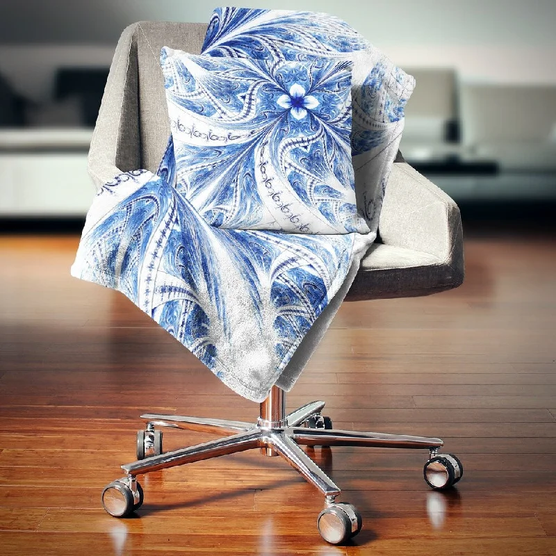Rayon from bamboo blankets for a silky and breathable feelDesignart 'Symmetrical Ideal Blue Fractal Flower' Floral Throw Blanket Rayon from bamboo blankets for a silky and breathable feelDesignart 'Symmetrical Ideal Blue Fractal Flower' Floral Throw Blanket