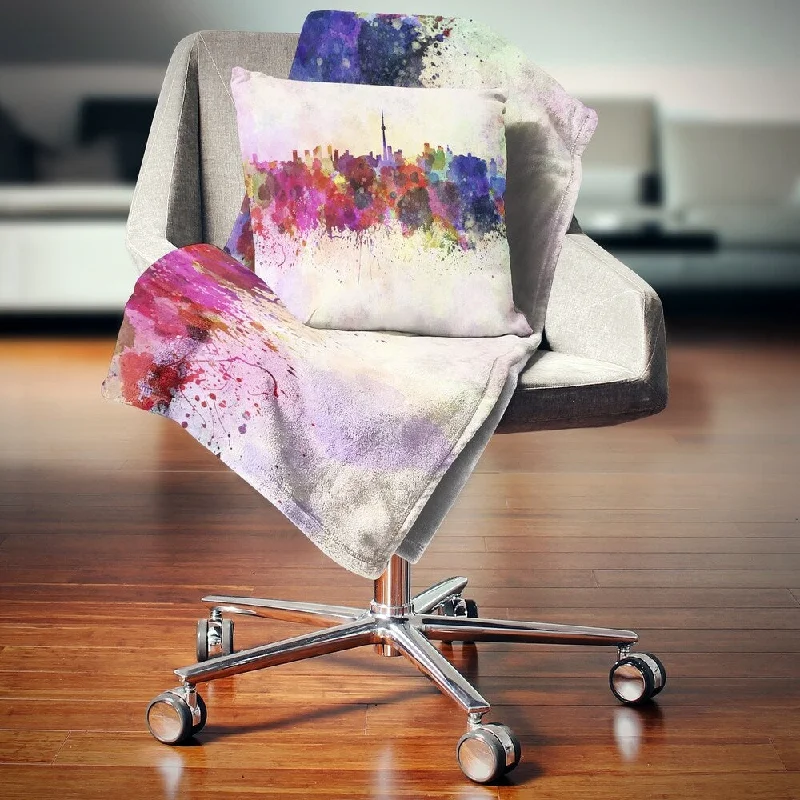 Synthetic fiber blend blankets for a budget - friendly choiceDesignart 'Toronto Skyline' Cityscape Throw Blanket