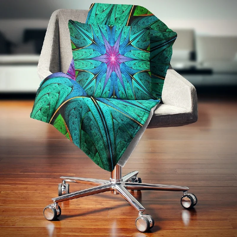 Bamboo fiber blankets with natural antibacterial propertiesDesignart 'Turquoise Star Fractal Stained Glass' Abstract Throw Blanket Bamboo fiber blankets with natural antibacterial propertiesDesignart 'Turquoise Star Fractal Stained Glass' Abstract Throw Blanket