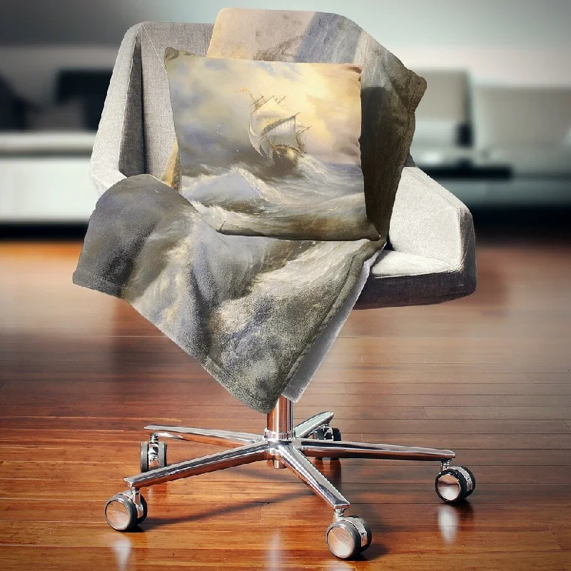 Rayon from bamboo blankets for a silky and breathable feelDesignart 'Vessel in Stormy Sea' Seascape Throw Blanket Rayon from bamboo blankets for a silky and breathable feelDesignart 'Vessel in Stormy Sea' Seascape Throw Blanket