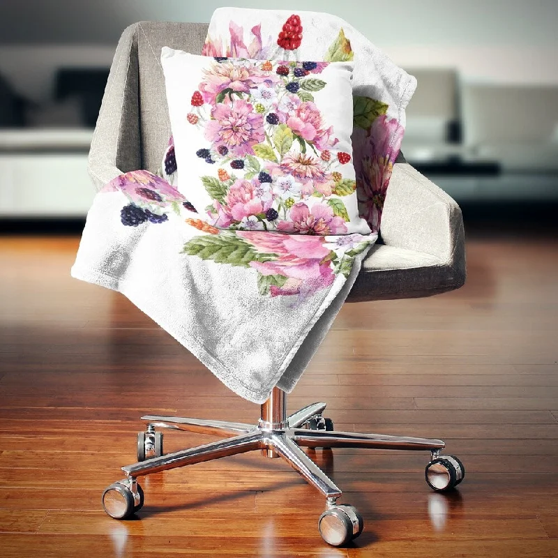 Recycled polyester blankets for an eco - conscious optionDesignart 'Watercolor Pink Floral Composition' Floral Throw Blanket Recycled polyester blankets for an eco - conscious optionDesignart 'Watercolor Pink Floral Composition' Floral Throw Blanket
