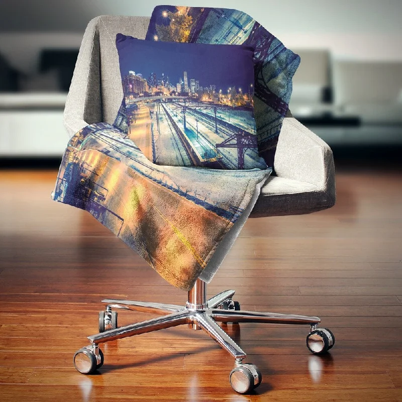 Chenille blankets with a thick and fuzzy textureDesignart 'Welcome in Chicago Highway Traffic' Cityscape Throw Blanket Chenille blankets with a thick and fuzzy textureDesignart 'Welcome in Chicago Highway Traffic' Cityscape Throw Blanket