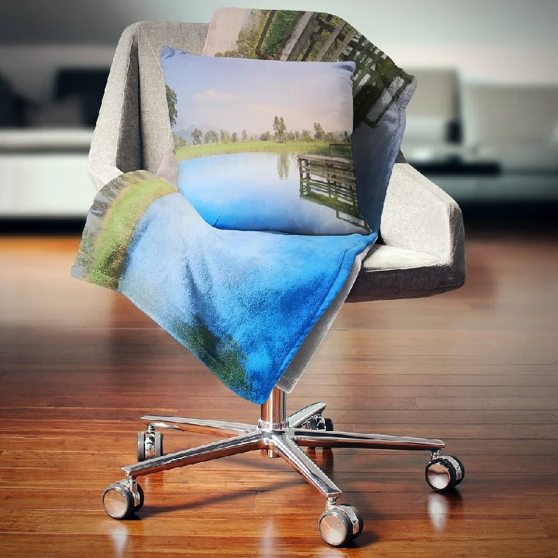 Mohair blankets with a unique sheen and softnessDesignart 'Wetland of Nam Sang Wai Blue' Seascape Throw Blanket