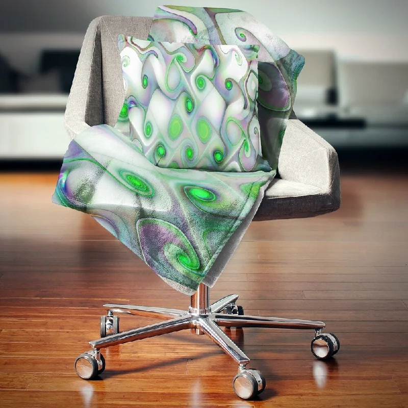 Rayon from bamboo blankets for a silky and breathable feelDesignart 'White Green Pattern with Swirls' Abstract Throw Blanket Rayon from bamboo blankets for a silky and breathable feelDesignart 'White Green Pattern with Swirls' Abstract Throw Blanket