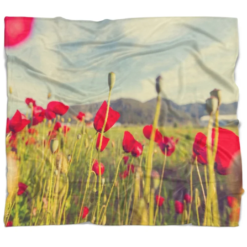 Cotton blankets for breathability and a lightweight feelDesignart 'Wild Red Poppy Flowers in Field' Flower Throw Blanket Cotton blankets for breathability and a lightweight feelDesignart 'Wild Red Poppy Flowers in Field' Flower Throw Blanket