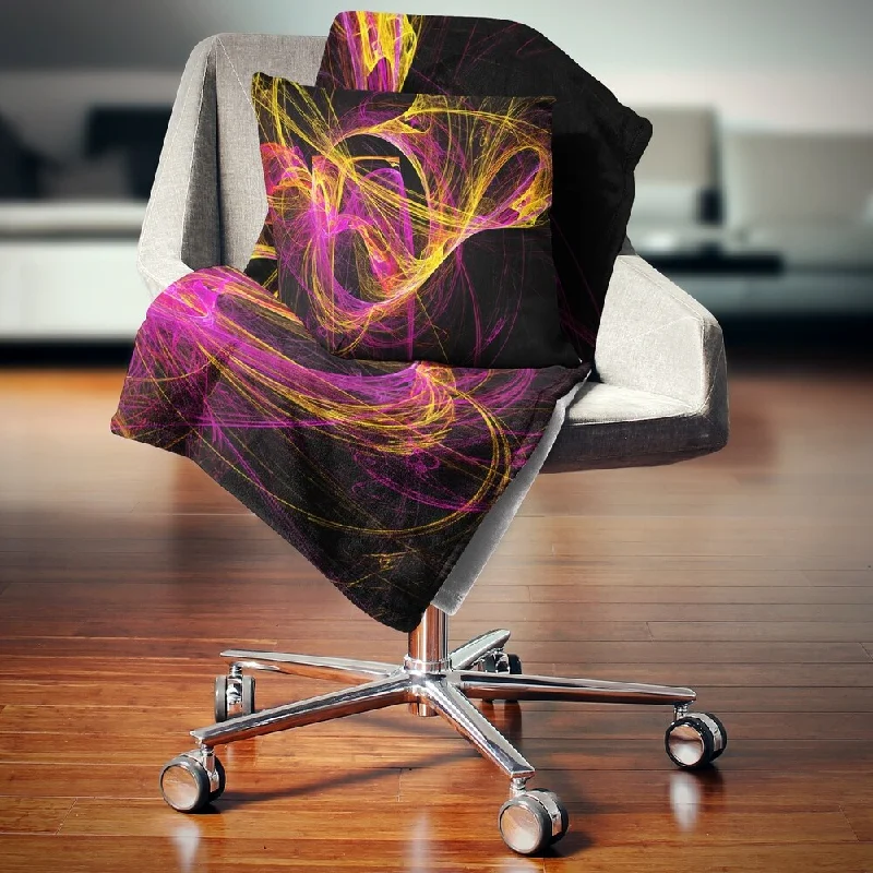 Recycled polyester blankets for an eco - conscious optionDesignart 'Wisps of Smoke Yellow in Black' Abstract Throw Blanket Recycled polyester blankets for an eco - conscious optionDesignart 'Wisps of Smoke Yellow in Black' Abstract Throw Blanket