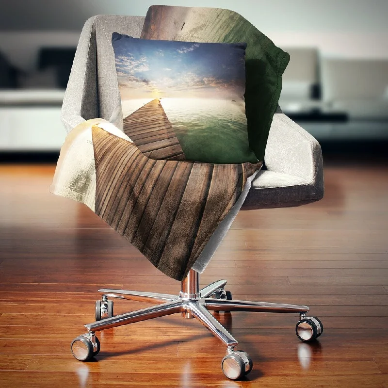 King - size blankets to cover large beds comfortablyDesignart 'Wooden Boardwalk into Indefinite Sea' Bridge Throw Blanket
