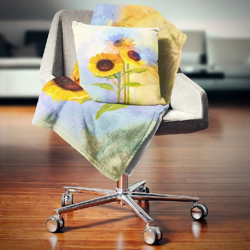 Bamboo fiber blankets with natural antibacterial propertiesDesignart 'Yellow Sunflowers with Green Leaves' Floral Throw Blanket Bamboo fiber blankets with natural antibacterial propertiesDesignart 'Yellow Sunflowers with Green Leaves' Floral Throw Blanket