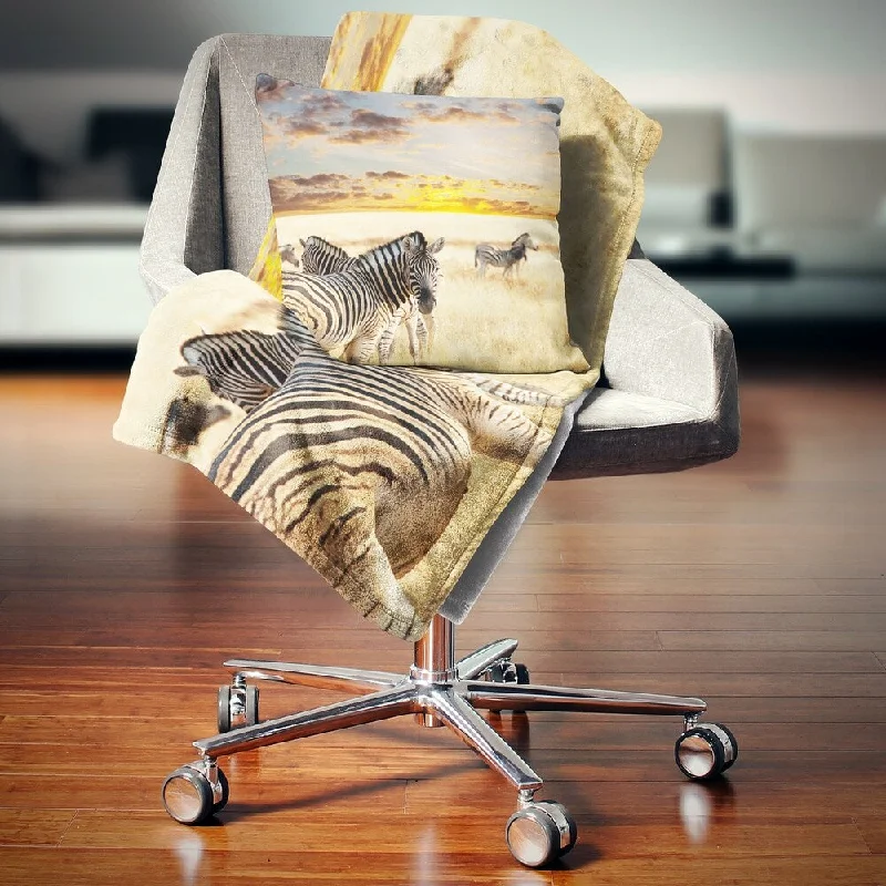 Queen - size blankets for standard - sized bedsDesignart 'Zebras Walking in Bush under Clouds' African Throw Blanket Queen - size blankets for standard - sized bedsDesignart 'Zebras Walking in Bush under Clouds' African Throw Blanket