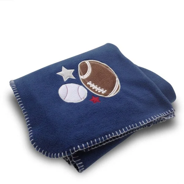 Chenille blankets with a thick and fuzzy textureFootball/ Baseball Blue Applique Embroidered Fleece Throw Blanket Chenille blankets with a thick and fuzzy textureFootball/ Baseball Blue Applique Embroidered Fleece Throw Blanket