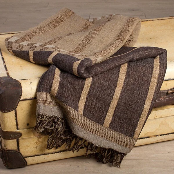 Rayon from bamboo blankets for a silky and breathable feelHandmade Sand Stripe Silk and Wool Throw (India) Rayon from bamboo blankets for a silky and breathable feelHandmade Sand Stripe Silk and Wool Throw (India)