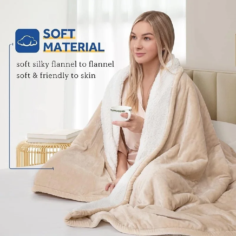 Cotton blankets for breathability and a lightweight feelKing Size Electric Blanket Flannel & Sherpa Heated Blanket Beige Cotton blankets for breathability and a lightweight feelKing Size Electric Blanket Flannel & Sherpa Heated Blanket Beige