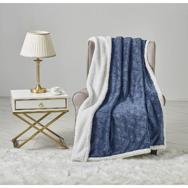 Wool blankets with natural warmth and insulationLouver Sherpa Throw Blue