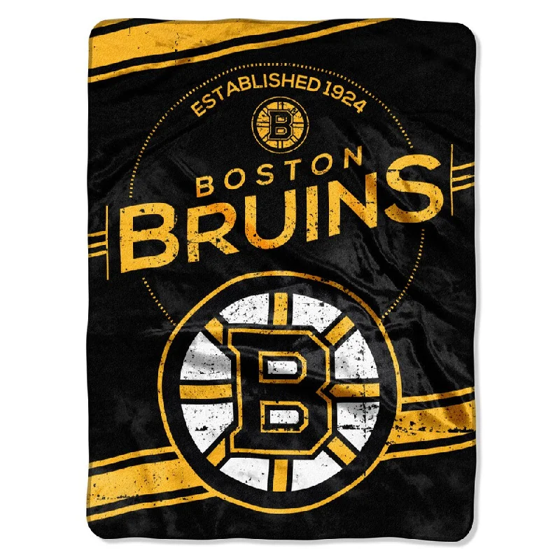Linen blankets with a rustic and textured lookNHL 801 Bruins Stamp Raschel Throw