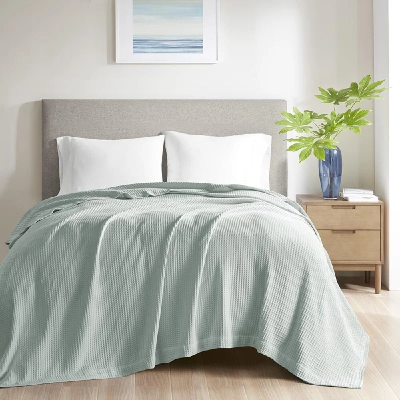 Chenille blankets with a thick and fuzzy textureTwin Weave Cotton Blanket Aqua