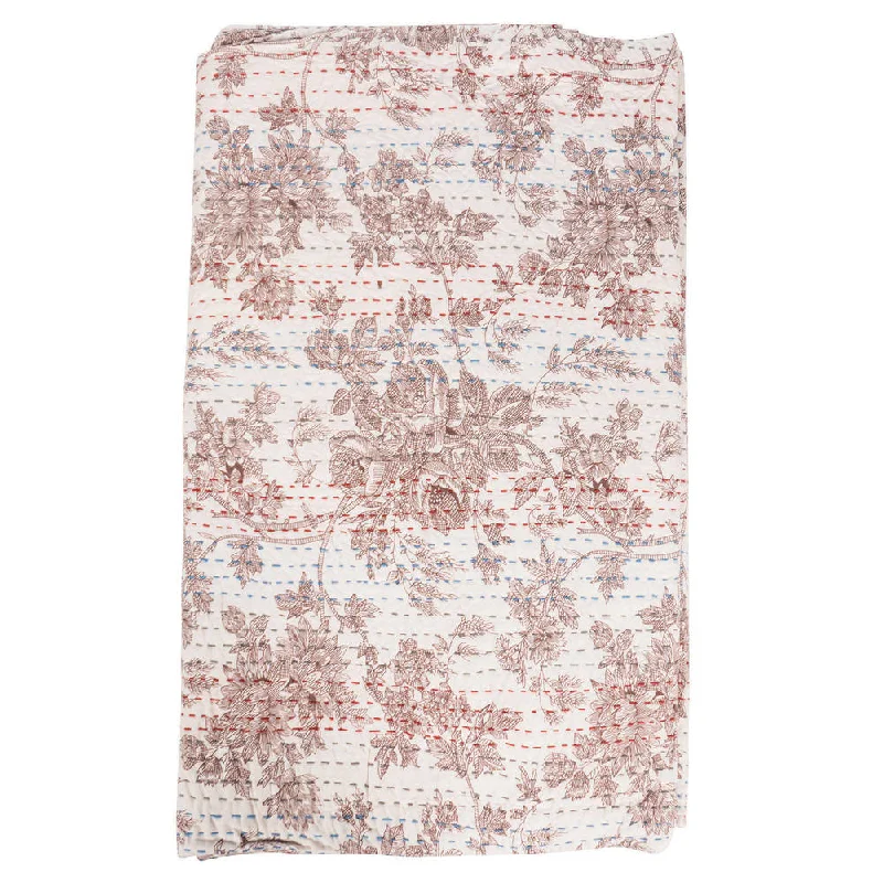 Cashmere blankets for ultimate softness and luxuryVintage Kantha Indian Handmade Brown Floral Throw Bedspread (India)