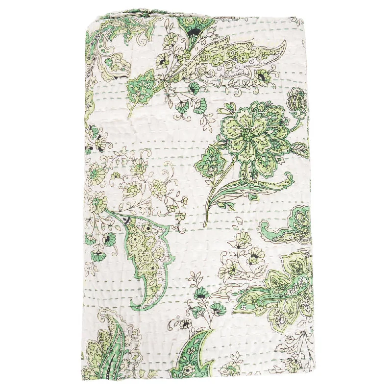 Microfiber blankets that are durable and easy to care forVintage Kantha Indian Handmade Green Floral Throw Bedspread (India) Microfiber blankets that are durable and easy to care forVintage Kantha Indian Handmade Green Floral Throw Bedspread (India)