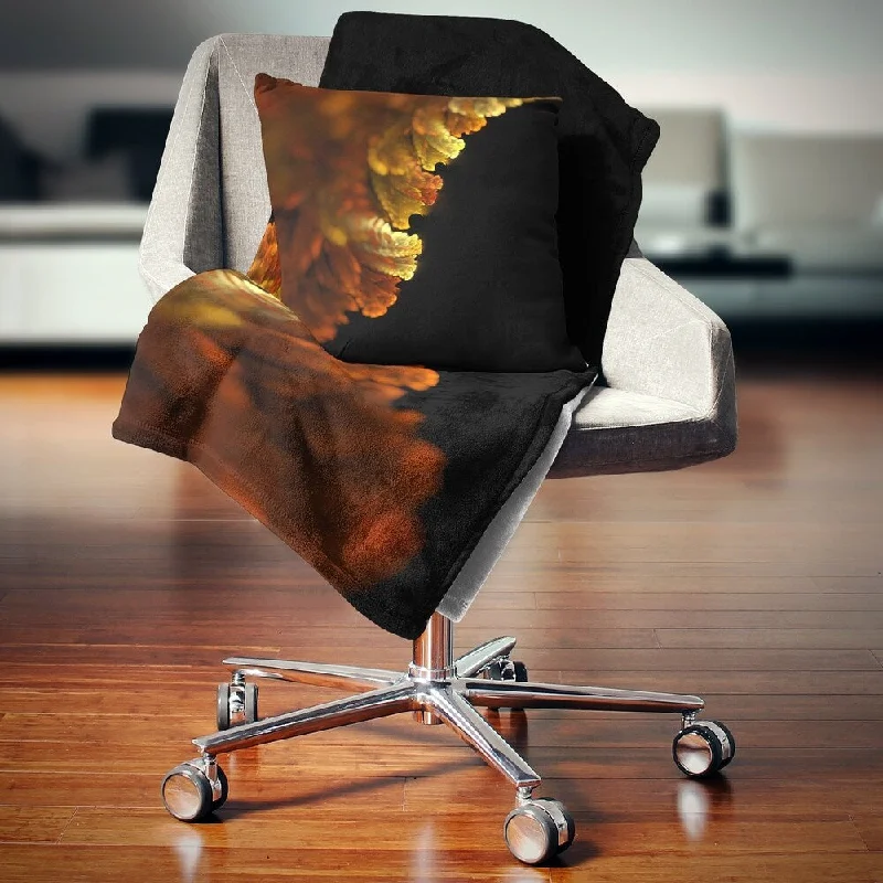 Chenille blankets with a thick and fuzzy textureDesignart 'Abstract Yellow Flower on Black' Floral Throw Blanket Chenille blankets with a thick and fuzzy textureDesignart 'Abstract Yellow Flower on Black' Floral Throw Blanket