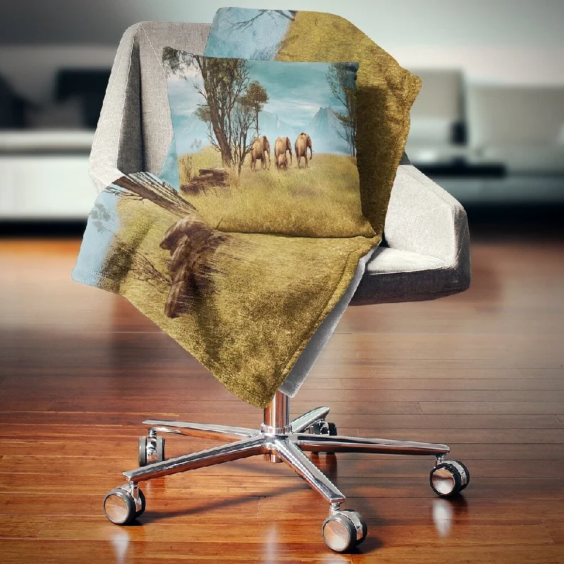 Silk blankets with a smooth and elegant touchDesignart 'African Elephants Panorama' African Throw Blanket Silk blankets with a smooth and elegant touchDesignart 'African Elephants Panorama' African Throw Blanket