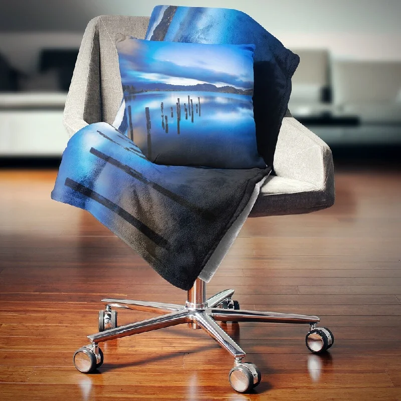 Mohair blankets with a unique sheen and softnessDesignart 'Blue Lake Sunset with Pier' Landscape Photography Throw Blanket Mohair blankets with a unique sheen and softnessDesignart 'Blue Lake Sunset with Pier' Landscape Photography Throw Blanket