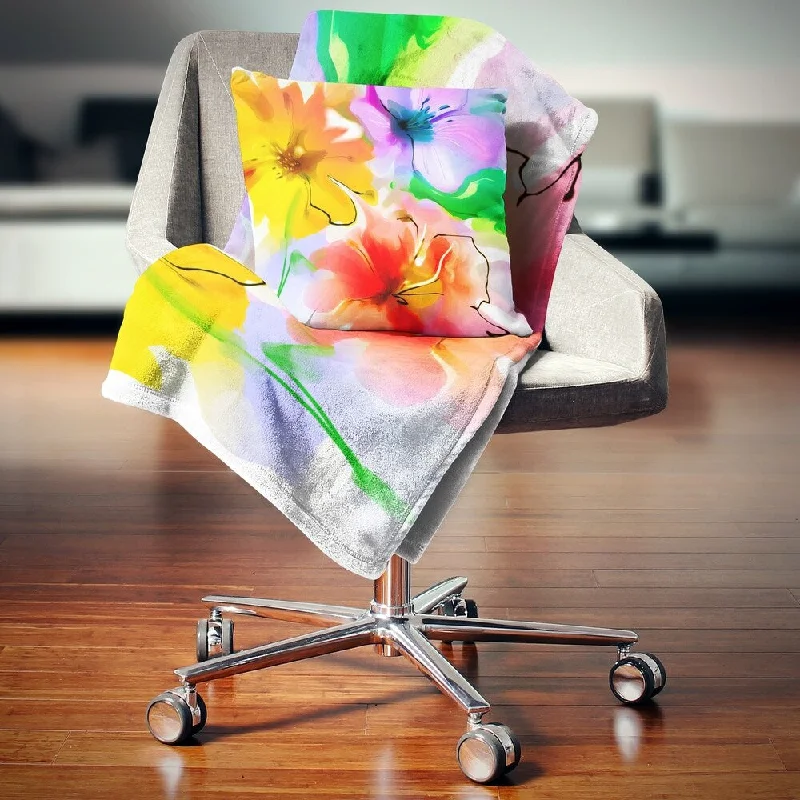 King - size blankets to cover large beds comfortablyDesignart 'Bunch of Colorful Flowers Sketch' Floral Throw Blanket King - size blankets to cover large beds comfortablyDesignart 'Bunch of Colorful Flowers Sketch' Floral Throw Blanket